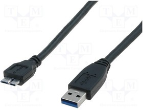 AK-300116-018-S, Cable; USB 3.0; USB A plug,USB B micro plug; nickel plated; 1.8m