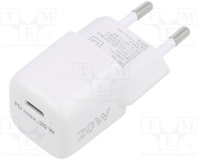 65404, Power supply: switched-mode; plug; 5VDC; 20W; Plug: EU; Out: USB C