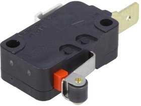 Фото 1/2 D3V-165-2C4, Micro Switch D3V, 16A, 1NC, 0.98N, Short Hinge Roller Lever