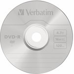 Носители информации DVD-R, 16x, Verbatim Azo Matt Silver, Cake/50, 43548
