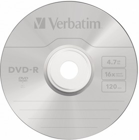 Фото 1/9 Оптический диск DVD-R VERBATIM 4.7Гб 16x, 50шт., cake box [43548]