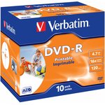 Оптический диск DVD-R VERBATIM 4.7Гб 16x, 10шт., jewel case, printable [43521]