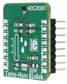 MIKROE-2937, Add-On Board, Temp-Hum 3 Click Board, Temperature/Humidity Sensor, HDC2010, MikroBUS
