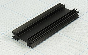 Охладитель (радиатор охлаждения) 100x 34x 12, тип D03, аллюминий, HS205-100, черный
