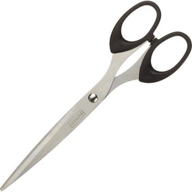Фото 1/2 Остроконечные ножницы 190 мм, с пластиковыми эллиптическими ручками, цвет черный 262862