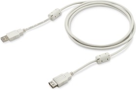 Фото 1/4 Кабель USB2.0 Buro USB A(m) - USB A(f), ферритовый фильтр , 1.8м, серый [usb2.0-am-af-1.8m-mg]