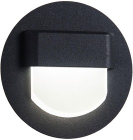 Фото 1/4 Встраиваемый лестничный светильник Скалли, круг, черный 1Wх3000K CLD006R5