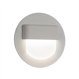 Фото 1/4 Встраиваемый лестничный светильник Скалли, круг, белый 1Wх3000K CLD006R0