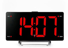 Фото 1/10 Радиобудильник Hyundai H-RCL246 черный LCD подсв:красная часы:цифровые FM