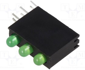OSG8NX3E34B-3F3C, LED; in housing; yellow green; 3mm; No.of diodes: 3; 20mA; 30°