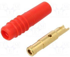 1 mm jack, solder connection, 0.25 mm², red, 22.2603-22