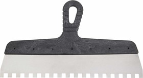 Шпатель зубчатый 10x10 мм, нержавеющая сталь, пластиковая рукоятка, 450 мм 10000058, КЭС | купить в розницу и оптом