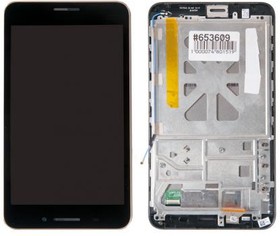 Фото 1/2 (FE375CXG) дисплей в сборе с тачскрином и передней панелью для Asus FonePad 7 FE375CG черный серебристая окантовка, оригинал