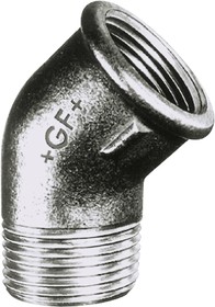 Фото 1/2 770121206, Galvanised Malleable Iron Fitting, 45° Elbow, Male BSPT 1in to Female BSPP 1in