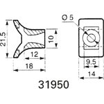 0 319 50, Black Cable Tie Mount 14 mm x 21.5mm, 9.5mm Max. Cable Tie Width