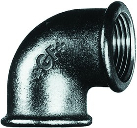 Фото 1/2 770090106, Black Malleable Iron Fitting, 90° Elbow, Female BSPP 1in to Female BSPP 1in