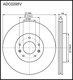 ADC0295V, Диск тормозной | перед |
