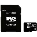 Флеш карта microSDHC 32Gb Class10 Silicon Power SP032GBSTHBU1V10-SP + adapter
