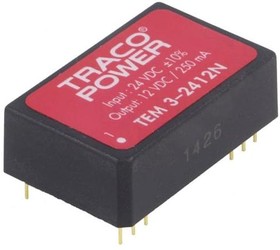 Фото 1/2 TEM 3-2412N, DC/DC Converter 21.6 ... 26.4V 12V 250mA 3W