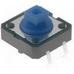 Blue Plunger Tactile Switch, SPST 50 mA @ 24 V dc 3mm Through Hole