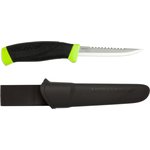 12208, Нож Morakniv Fishing Comfort Serrated Edge, ножны, черный/зеленый