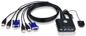Фото 1/2 Квм перевключатель ATEN 2-Port USB VGA Cable KVM Switch with Remote Port Selector (CS22U-A7)