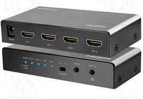 HD0039, Switch; HDCP 2.2,HDMI 2.0; black; Input: HDMI socket x2