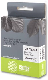 Фото 1/10 Лента Cactus CS-TZ231 (TZE-231) черный для принтеров Brother P-touch 18R, PT 1005F, PT 1005FB, PT 1010, PT 1090, PT 1230PC, PT 1260VP, PT 12