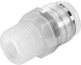 Фото 1/2 NPQP-D-R18-Q4-FD-P10, NPQP Series Straight Threaded Adaptor, R 1/8 Male to Push In 4 mm, Threaded-to-Tube Connection Style, 133041