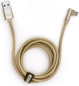 Фото 1/2 USB-кабель AM-microBM 1,2 метра, 2.4A, силикон, угловой, золото, 23750-X1mGL