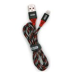 USB-кабель AM-8pin 1 метр, 2.4A, тканевый, черно-красный, 23750-BL-690iBKR