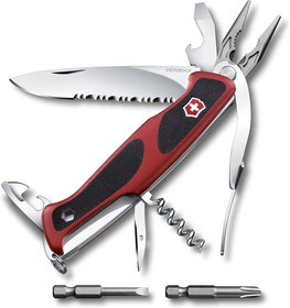 Фото 1/5 0.9728.WC, Нож Victorinox RangerGrip 174 Handyman, 130 мм, 17 функций, красный с черным