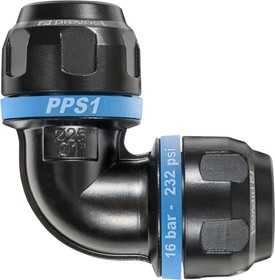 PPS1 9C20, 16bar Aluminium Elbow Connector, 20mm outside diameter