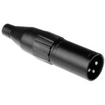 AC3MB, XLR Connectors 3 Pole XLR Male Cable Connector Stamped Contacts Black Finish