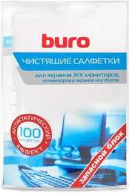 Фото 1/3 Салфетки Buro BU-Zscreen для экранов мониторов/плазменных/ЖК телевизоров/ноутбуков мягкая упаковка 100шт влажных