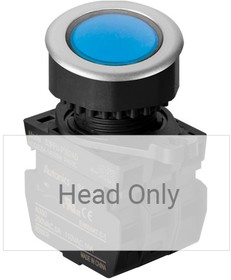 S3PFU-P3B, Круглый кнопочный выключатель, ø30, утопленный ( с подсветкой), синий