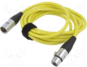 TK333PSF-G, Cable; XLR male 3pin,XLR female 3pin; 3m; yellow; 0.25mm2