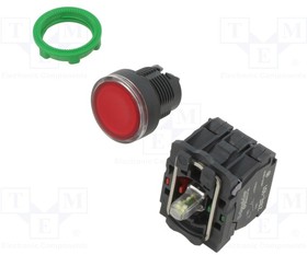 Фото 1/2 XB5AW34B5, Switch: push-button; 22mm; Stabl.pos: 1; NC + NO; red; LED; 24V; IP66