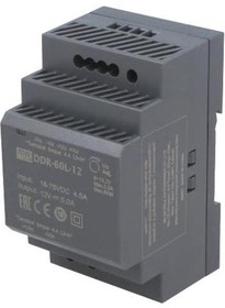 Фото 1/5 DDR-60L-12, Isolated DC/DC Converters - DIN Rail Mount 60W 18-75Vin 12Vout 5A DIN Rail