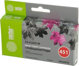 Фото 1/6 Картридж струйный Cactus CS-CLI451M пурпурный (12мл) для Canon MG6340/5440/IP7240