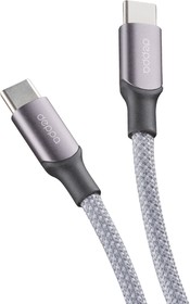 Кабель Deppa USB Type-C (m) - USB Type-C (m), 1.5м, в оплетке, серый [72549]