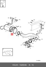 1628246, Хомут выхлопной трубы глушителя VOLVO