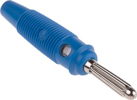 Фото 1/2 930727102, Blue Male Banana Plug, 4 mm Connector, Solder Termination, 30A, 30 V ac, 60V dc, Nickel
