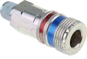 Фото 1/2 C103102152, Brass, Stainless Steel Male Pneumatic Quick Connect Coupling, R 1/4 Male Threaded