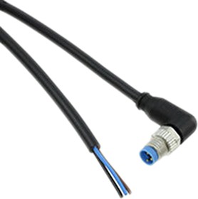 Right Angle Male 3 way M8 to Unterminated Sensor Actuator Cable, 1.5m