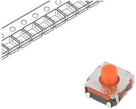 Фото 1/2 KSC401J50SH LFS, Switch Tactile N.O. SPST Round Button J-Bend 0.05A 32VDC 1VA 5000000Cycles 1.1N SMD Automotive T/R