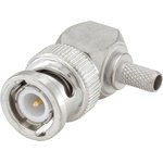51S207-308N5, Plug Cable Mount BNC Connector, 50, Crimp Termination, Right Angle Body