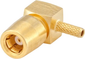 Фото 1/2 104873, jack Cable Mount SMB Connector, 50Ω, Crimp, Solder Termination, Right Angle Body