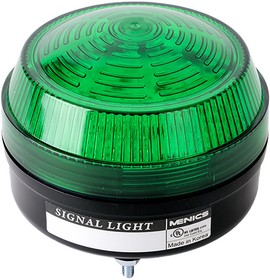 Фото 1/2 MS86W-R00-G Светосигнальная лампа D86мм, монтаж на шпильках 3×M4, LED модуль с 3-мя режимами свечения: постоянное/ мигающее/вращение, зелёны