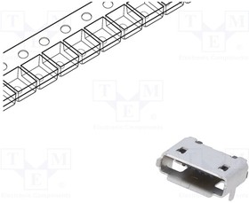 USB3090-30-A, USB Connectors Micro A/B Skt,Bottom-SMT, R/A, 30u No Peg, W/shell stake,T&R